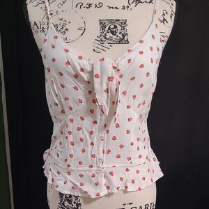 Japna White Top with Cherry Print